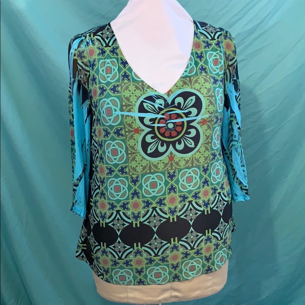 ONE WORLD 2X Tunic length knit blouse